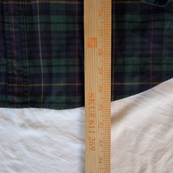 Chaps Men's Button Up Long Sleeve Green Plaid Shirt Size L - Picture 6 of 7